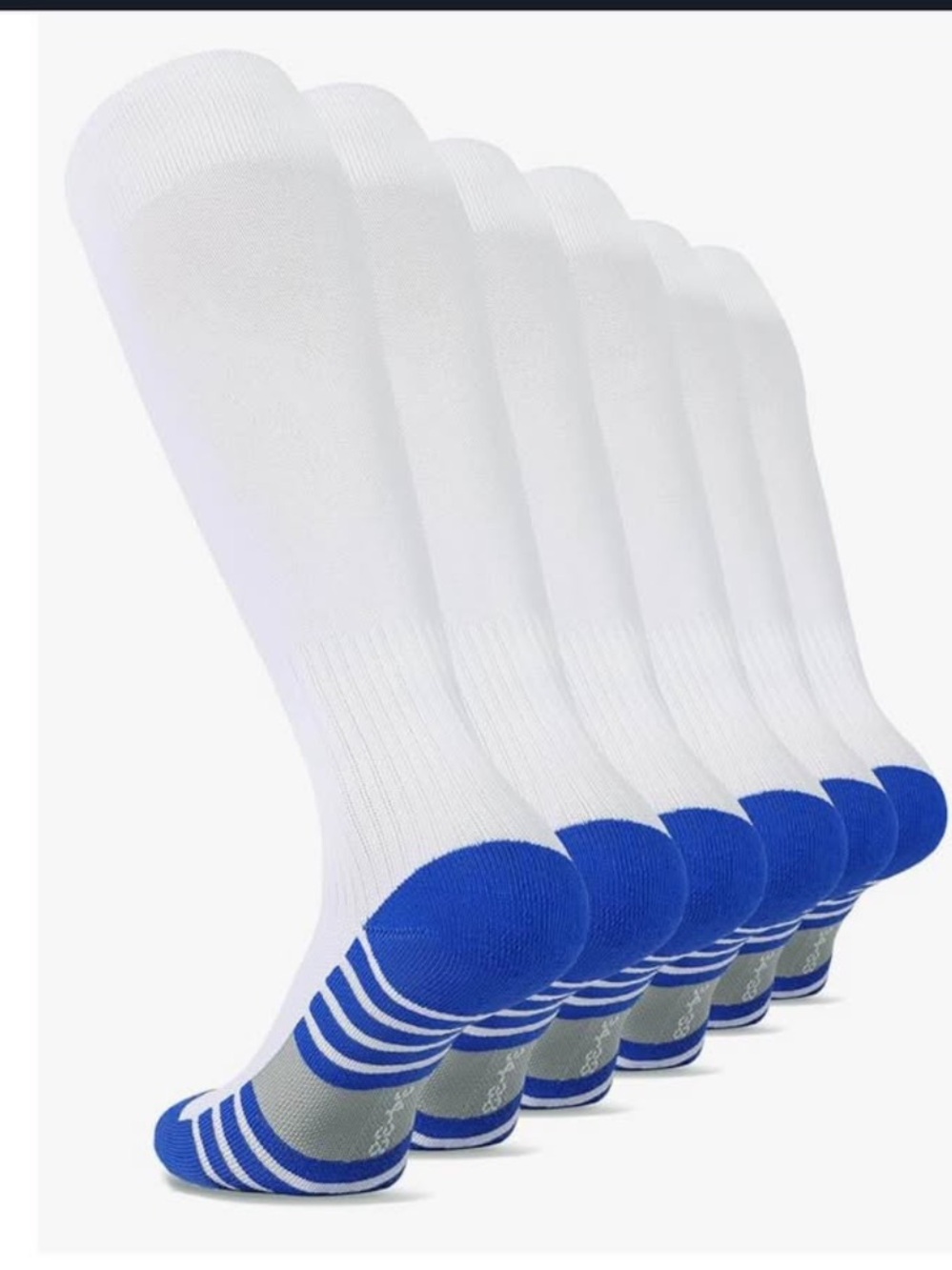 White Athletic Crew kids Socks with Blue Accents - 3 pair
